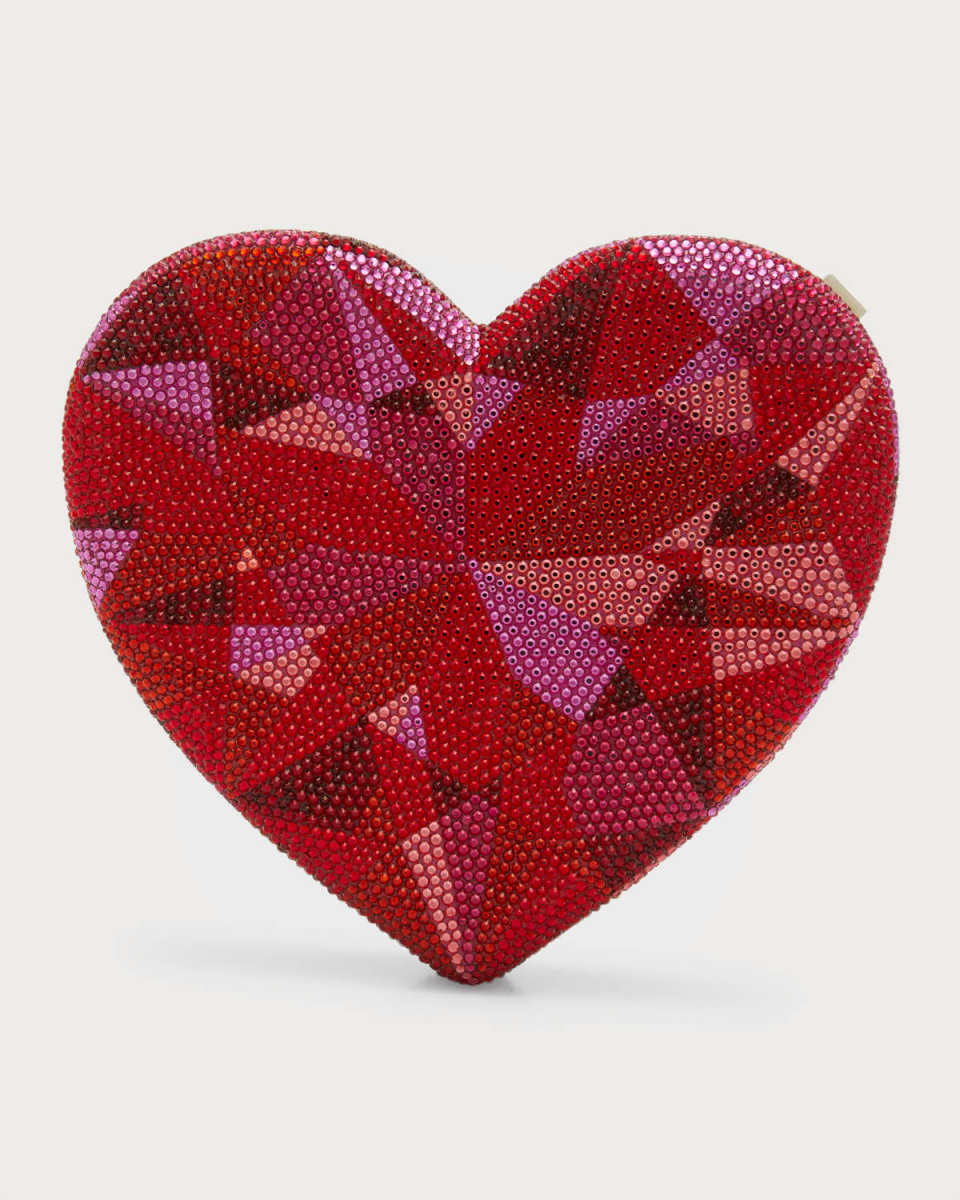 Ruby Heart Allover Crystal Minaudiere